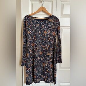 Peruvian Connection Navy Floral Long Sleeve Dress